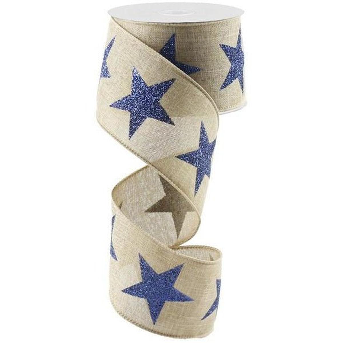 Shop For 2.5" Bold Glitter Star Canvas Ribbon: Light Beige (10 Yards) at Michelle's aDOORable Creations