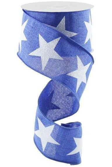Shop For 2.5" Bold Glitter Star Canvas Ribbon: Royal Blue (10 Yards) RG0166325