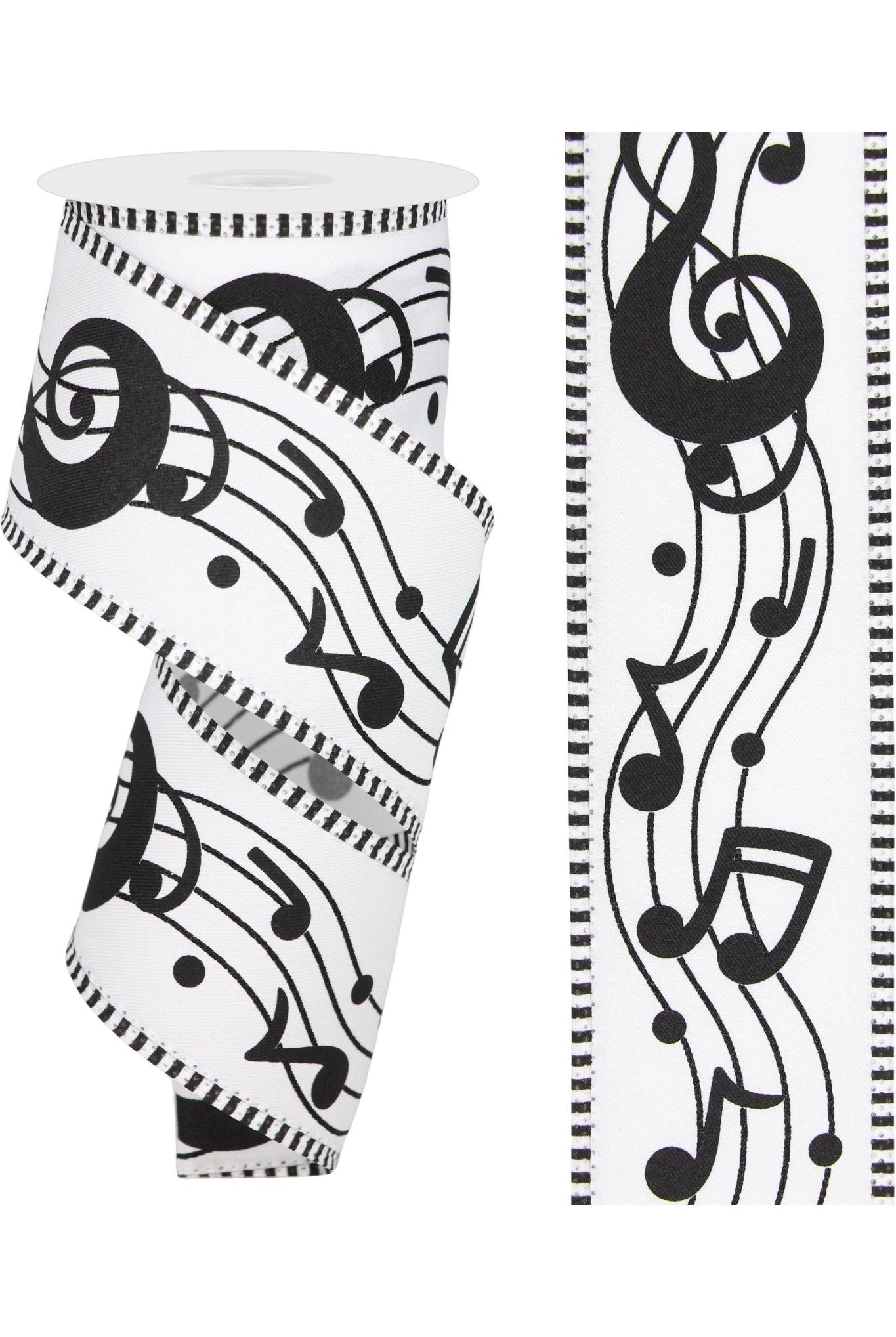 Shop For 2.5" Bold Music Notes Ribbon: White (10 Yards) RGC807427