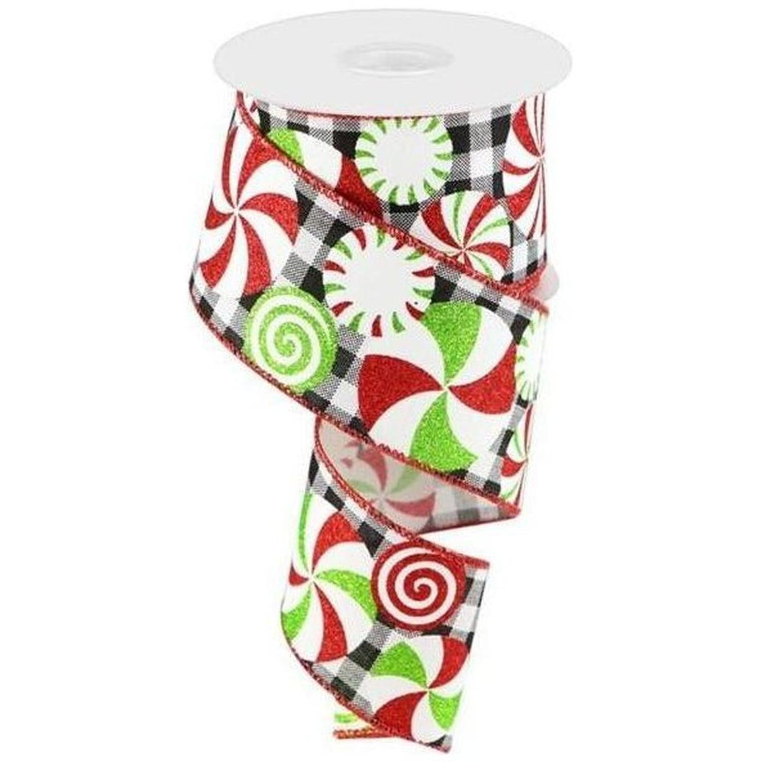 Shop For 2.5" Bold Peppermint Gingham Ribbon: Black/White (10 Yards) at Michelle's aDOORable Creations