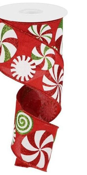 2.5" Bold Peppermint Royal Ribbon: Red (10 Yards) - Michelle's aDOORable Creations - Wired Edge Ribbon