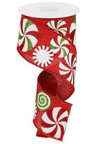 2.5" Bold Peppermint Royal Ribbon: Red (10 Yards) - Michelle's aDOORable Creations - Wired Edge Ribbon