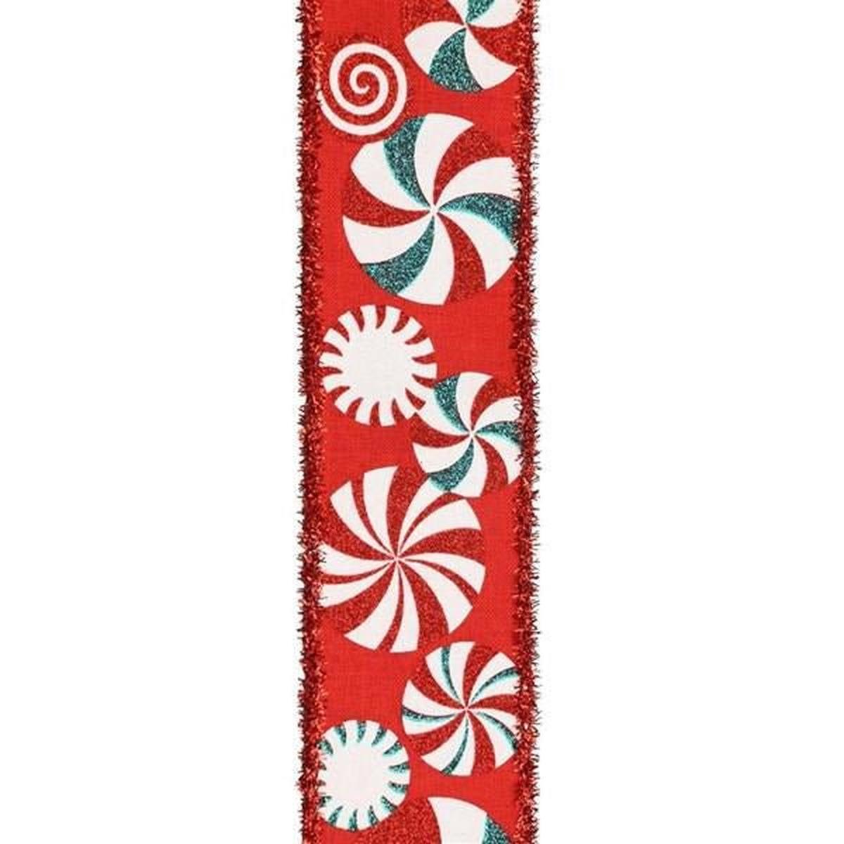 Shop For 2.5" Bold Peppermint Tinsel Ribbon: Red (10 Yards) at Michelle's aDOORable Creations