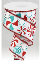 Shop For 2.5" Bold Peppermint Tinsel Ribbon: White (10 Yards) at Michelle's aDOORable Creations