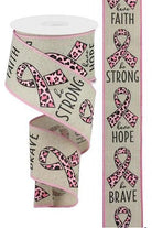 Shop For 2.5" Breast Cancer Leopard Ribbon: Lt Natural (10 Yards) RGC1090NF