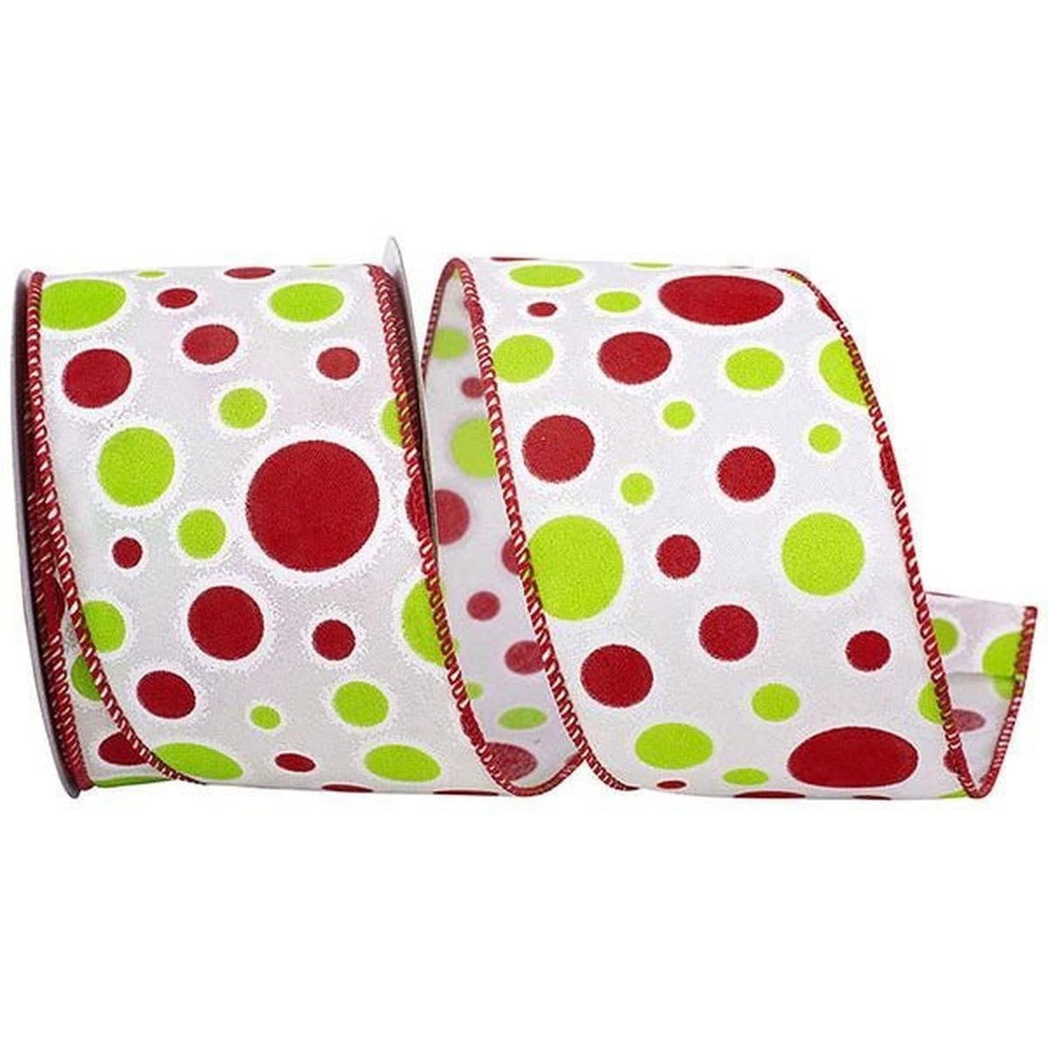 2.5" Bubble Dot Holiday Ribbon: White (10 Yards)