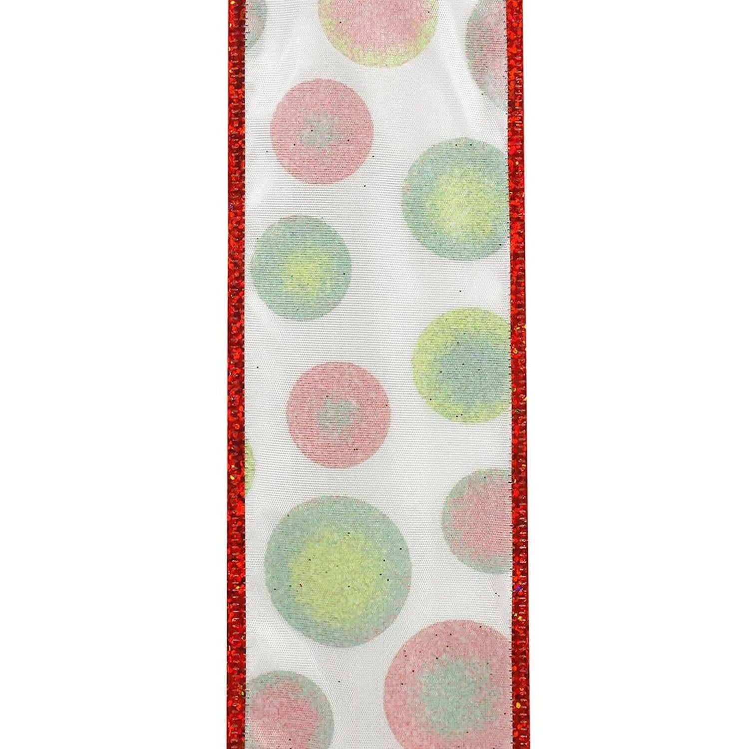 2.5" Bullseye Dots Glitz Ribbon: White (10 Yards)
