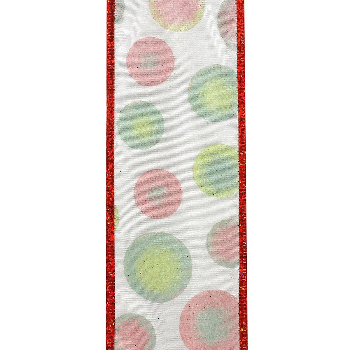 Shop For 2.5" Bullseye Dots Glitz Ribbon: White (10 Yards) at Michelle's aDOORable Creations