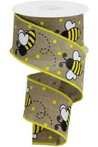 2.5" Bumblebee Royal Ribbon: Light Beige (10 Yards) - Michelle's aDOORable Creations - Wired Edge Ribbon