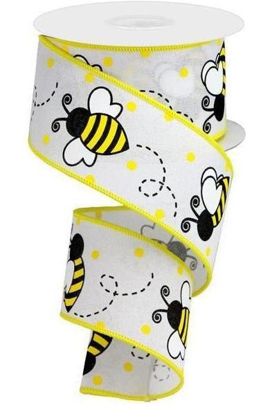 Shop For 2.5" Bumblebee Royal Ribbon: White (10 Yards) at Michelle's aDOORable Creations