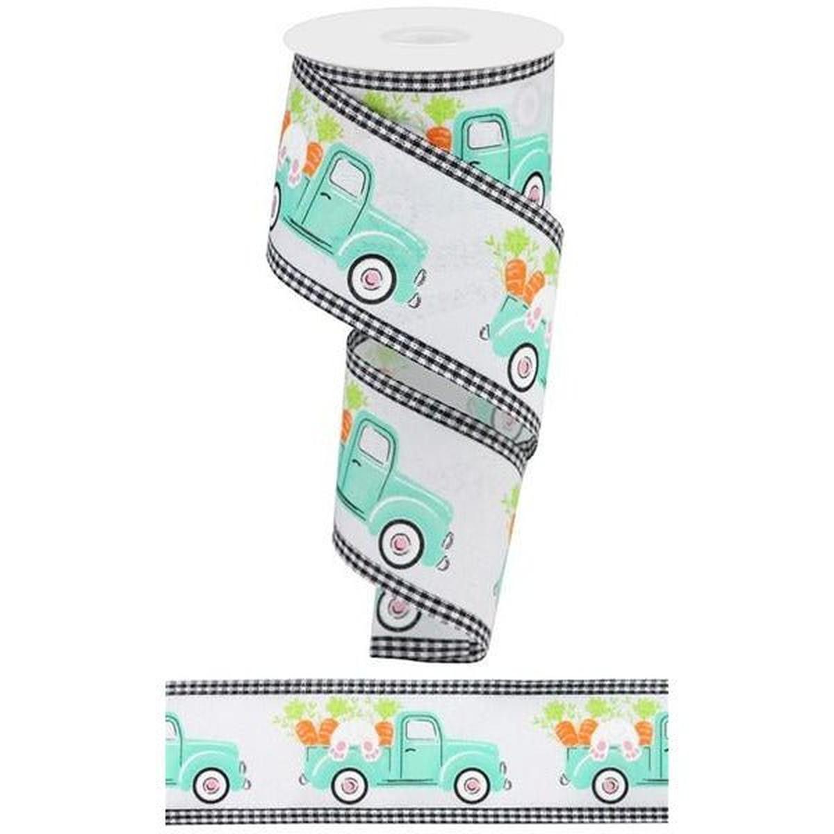 Shop For 2.5" Bunny Carrots Truck 3 in 1 Ribbon: White (10 Yards) at Michelle's aDOORable Creations