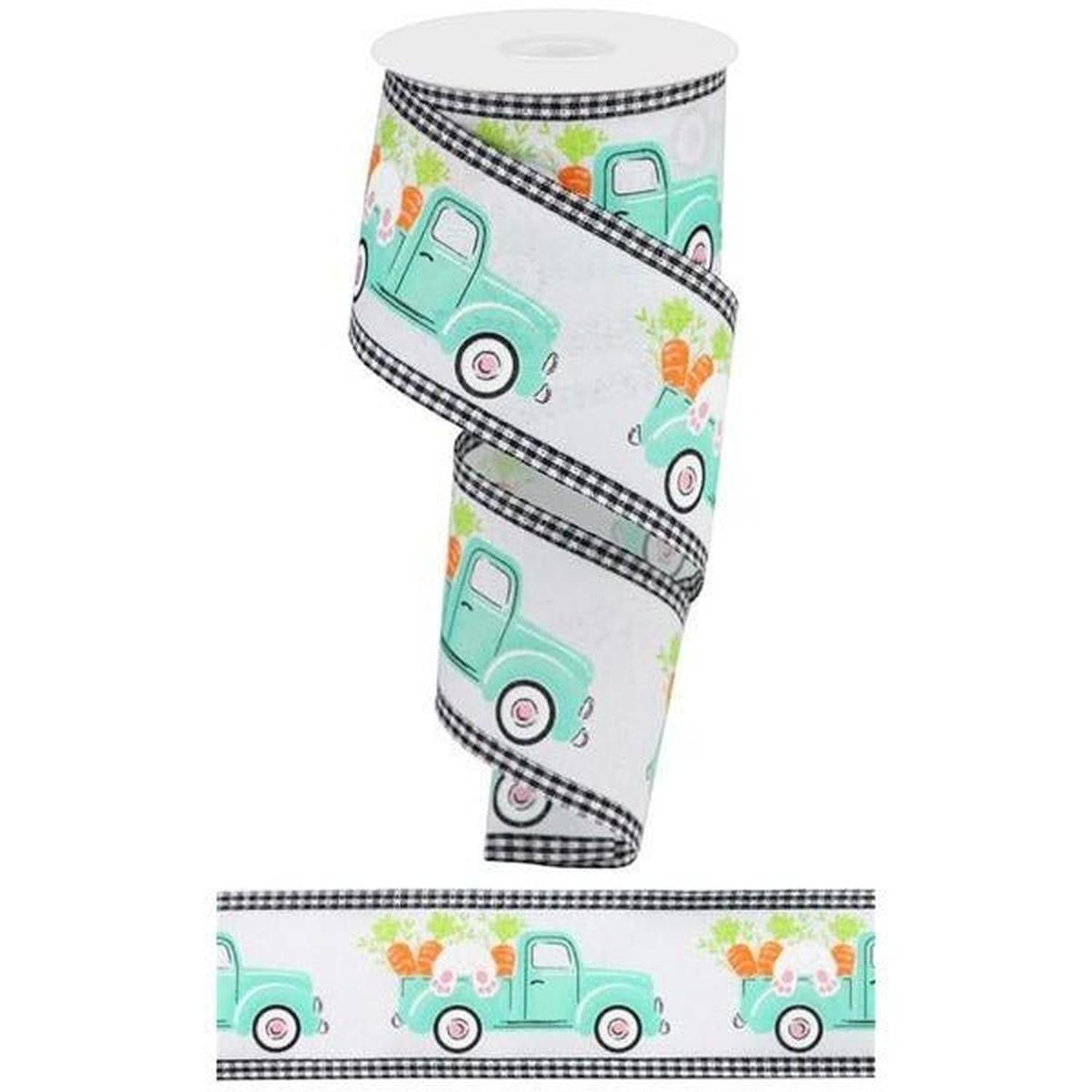 Shop For 2.5" Bunny Carrots Truck 3 in 1 Ribbon: White (10 Yards) at Michelle's aDOORable Creations