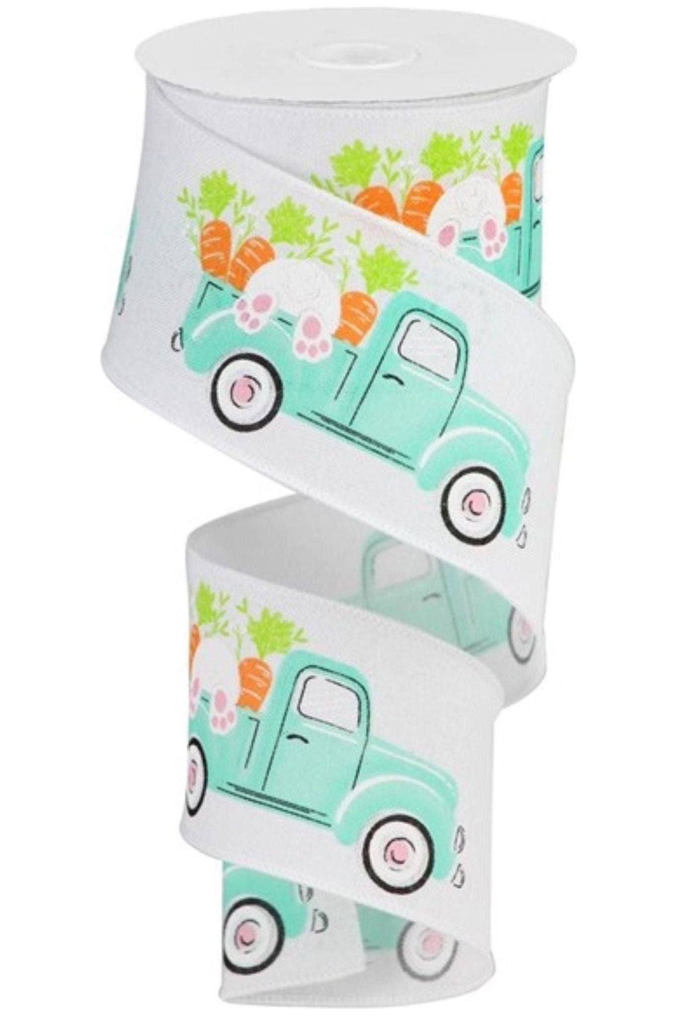 Shop For 2.5" Bunny Carrots Truck Royal Ribbon: White (10 Yards) at Michelle's aDOORable Creations