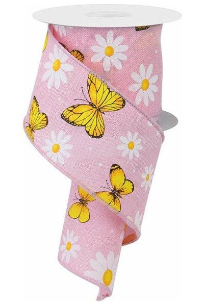 Shop For 2.5" Butterfly Daisy on Royal Ribbon: Light Pink (10 Yards) RGC198515