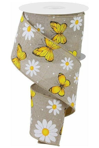 Shop For 2.5" Butterfly Daisy on Royal Ribbon: Natural (10 Yards) RGC198518
