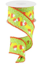 2.5" Candy Corn Drift Edge Ribbon: Lime (10 Yards) - Michelle's aDOORable Creations - Wired Edge Ribbon