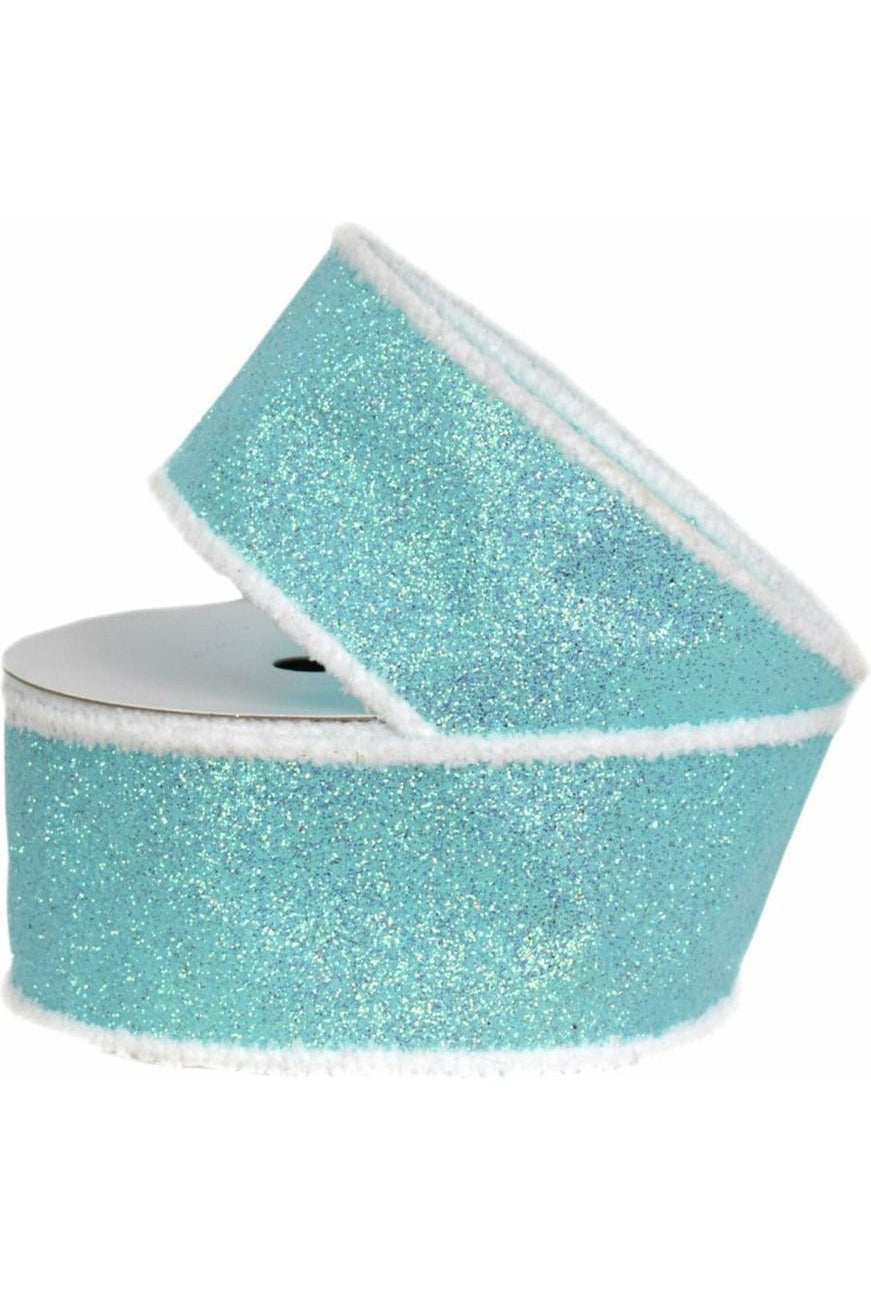 Shop For 2.5" Candy Glitter Drift Edge Ribbon: Aqua (10 Yards) DC18358AQ