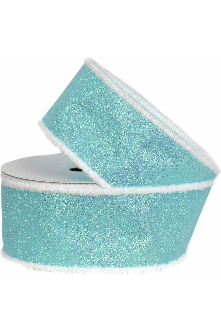 Shop For 2.5" Candy Glitter Drift Edge Ribbon: Aqua (10 Yards) DC18358AQ