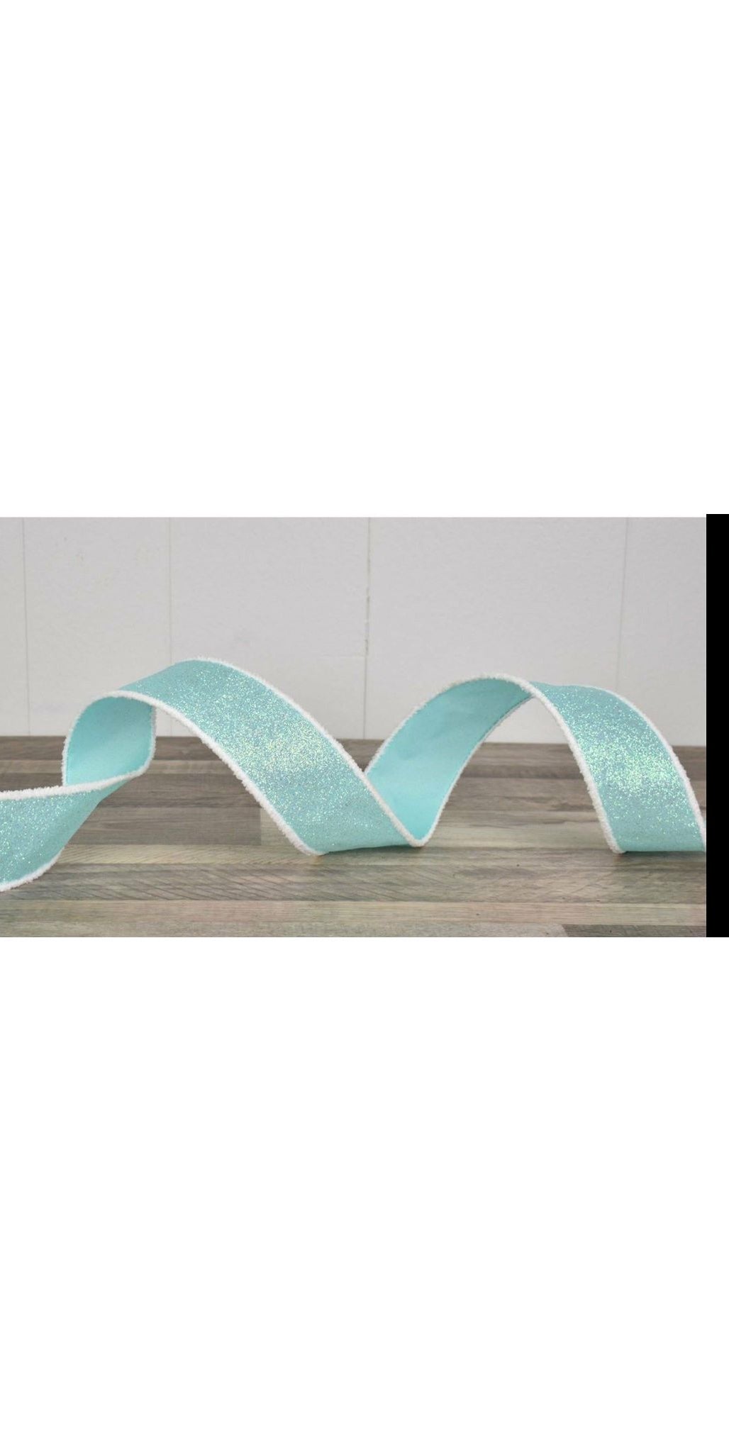 2.5" Candy Glitter Drift Edge Ribbon: Aqua (10 Yards) - Michelle's aDOORable Creations - Wired Edge Ribbon