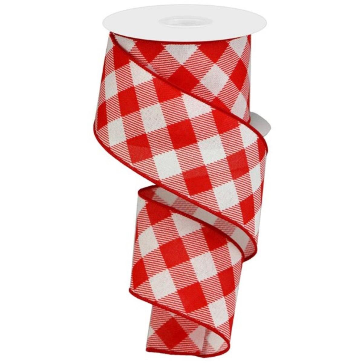 Shop For 2.5" Check and Diagonal Stripe Royal Ribbon: Red (10 Yards) at Michelle's aDOORable Creations