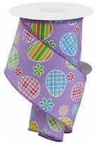 2.5" Check Plaid Easter Egg Ribbon: Lavender (10 Yards) - Michelle's aDOORable Creations - Wired Edge Ribbon