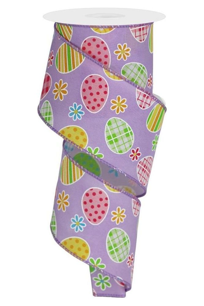 Shop For 2.5" Check Plaid Easter Egg Ribbon: Lavender (10 Yards) at Michelle's aDOORable Creations