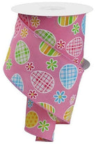 2.5" Check Plaid Easter Egg Ribbon: Light Pink (10 Yards) - Michelle's aDOORable Creations - Wired Edge Ribbon
