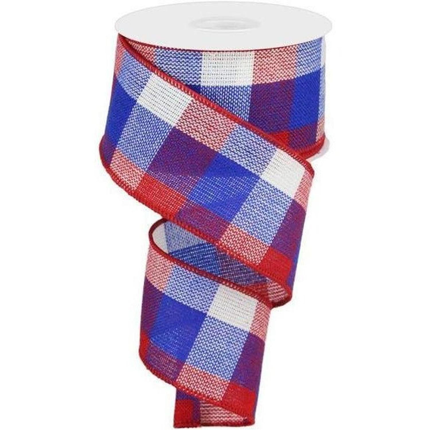 2.5" Check Plaid Ribbon: Patriotic (10 Yards)