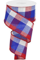 2.5" Check Plaid Ribbon: Patriotic (10 Yards) - Michelle's aDOORable Creations - Wired Edge Ribbon