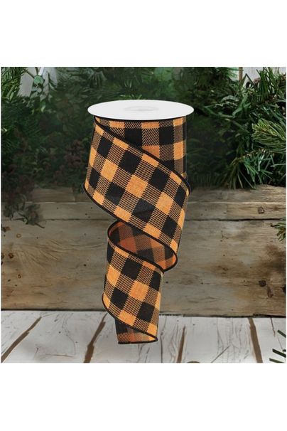 Shop For 2.5" Checked Plaid Ribbon: Orange & Black (10 Yards) at Michelle's aDOORable Creations