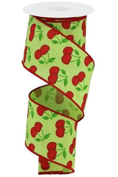 Shop For 2.5" Cherries on Royal Ribbon: Bright Green (10 Yards) at Michelle's aDOORable Creations