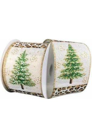 Shop For 2.5" Christmas Tree Leopard Stripe Ribbon: Ivory (10 Yards) at Michelle's aDOORable Creations