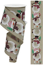 2.5" Chubby Snowman Ribbon: Natural (10 Yards) - Michelle's aDOORable Creations - Wired Edge Ribbon