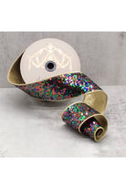 2.5" Cirque Glitter Ribbon: Emerald Green/Red/Blue (10 Yards) - Michelle's aDOORable Creations - Wired Edge Ribbon