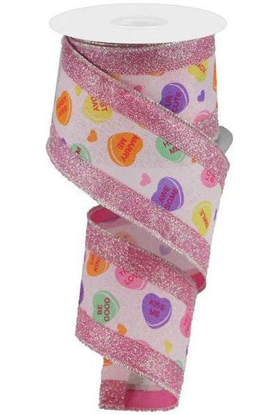 2.5" Conversation Hearts Ribbon: 3 in 1 (10 Yards) - Michelle's aDOORable Creations - Wired Edge Ribbon