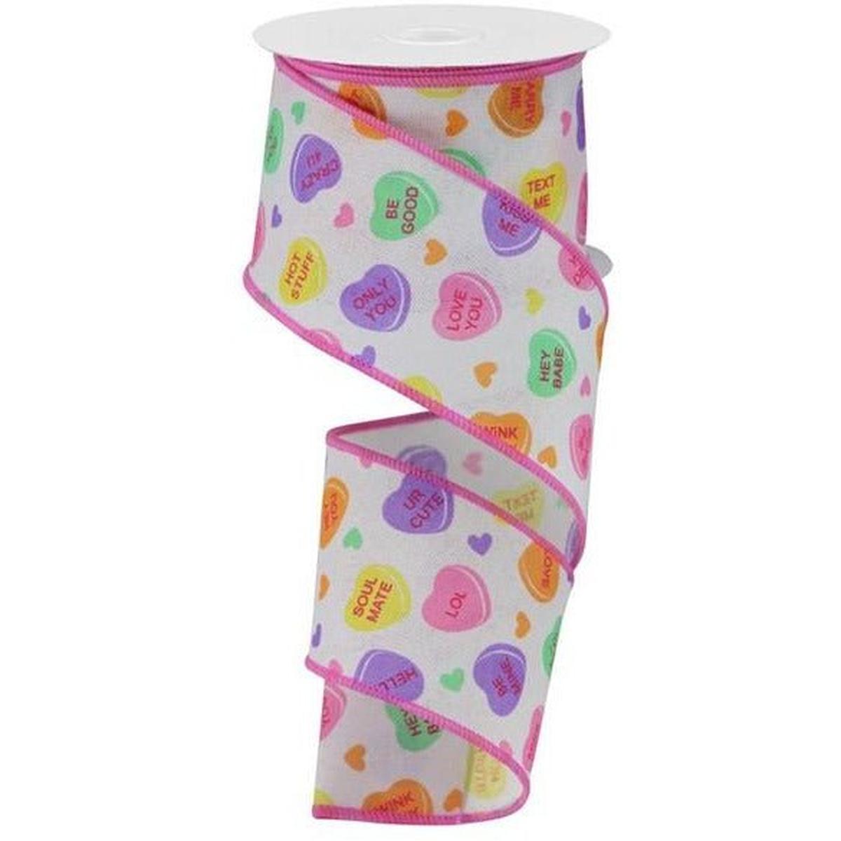 Shop For 2.5" Conversation Hearts Ribbon: Royal Canvas (10 Yards) at Michelle's aDOORable Creations