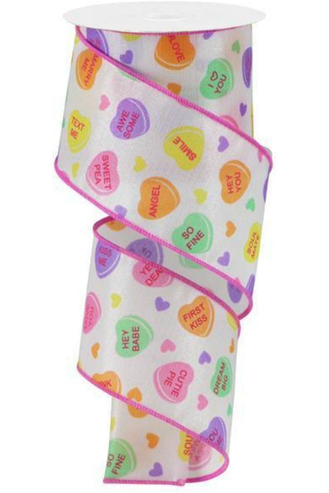 Shop For 2.5" Conversation Hearts Ribbon: Satin (10 Yards) at Michelle's aDOORable Creations