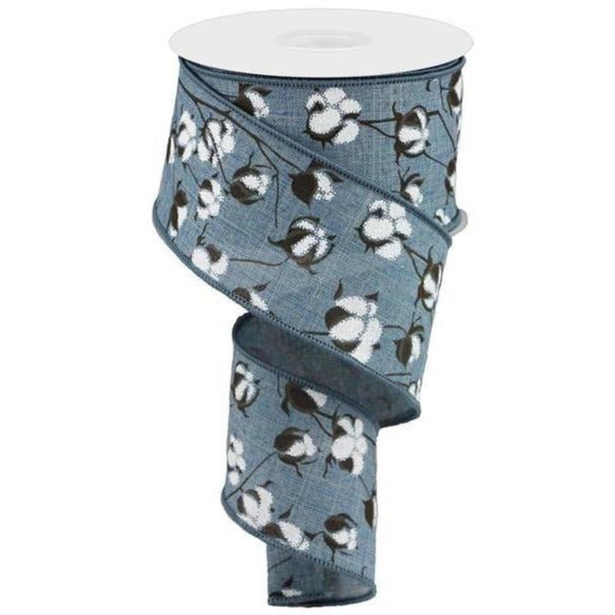 Shop For 2.5" Cotton Pod Ribbon: Faded Denim & White (10 Yards) at Michelle's aDOORable Creations