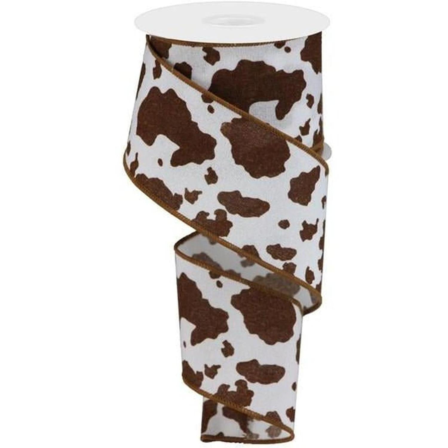 2.5" Cowhide Fuzzy Ribbon: Brown & White (10 Yards)