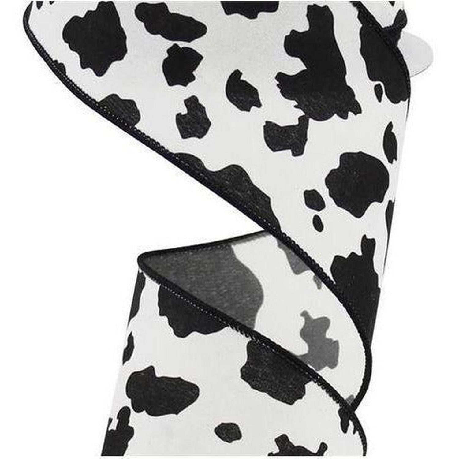 Shop For 2.5" Cowhide Print Ribbon: Black & Ivory (10 Yards) at Michelle's aDOORable Creations