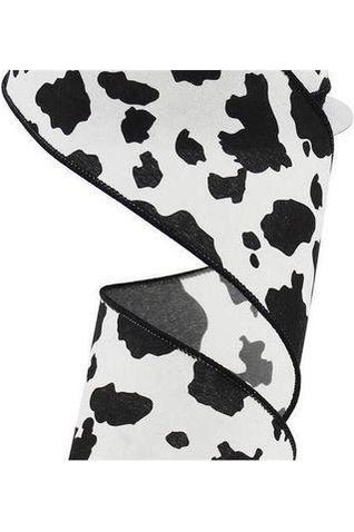 Shop For 2.5" Cowhide Print Ribbon: Black & Ivory (10 Yards) at Michelle's aDOORable Creations