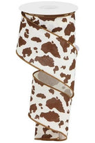 2.5" Cowhide Print Ribbon: Brown & White (10 Yards) - Michelle's aDOORable Creations - Wired Edge Ribbon