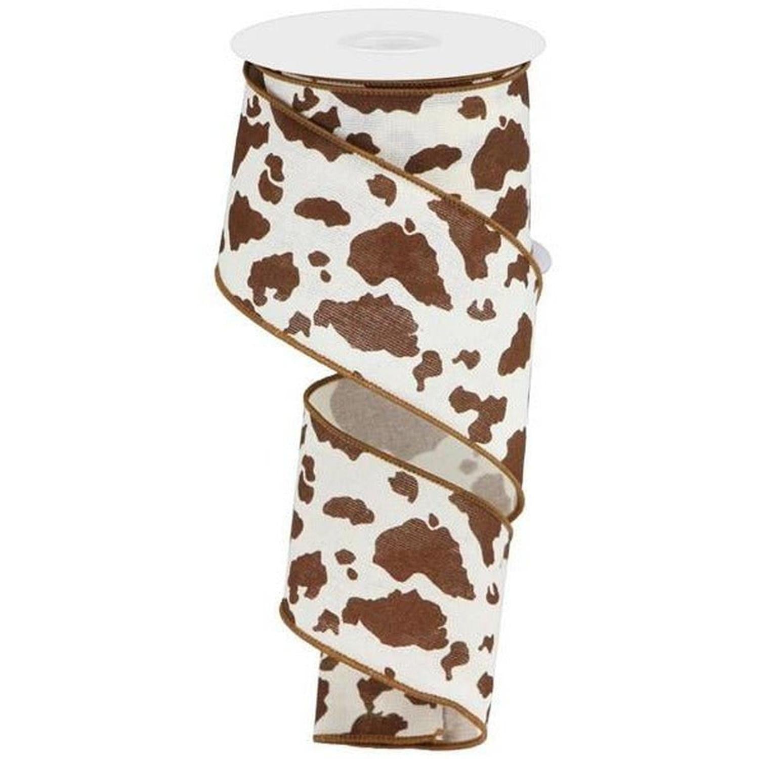 Shop For 2.5" Cowhide Print Ribbon: Brown & White (10 Yards) at Michelle's aDOORable Creations