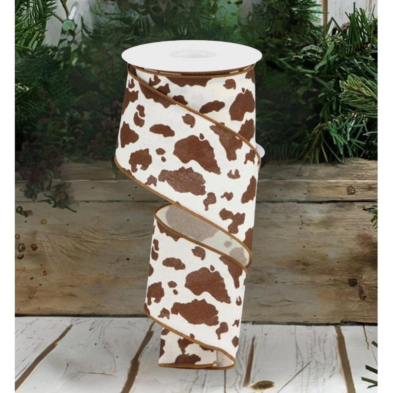 Shop For 2.5" Cowhide Print Ribbon: Brown & White (10 Yards) at Michelle's aDOORable Creations