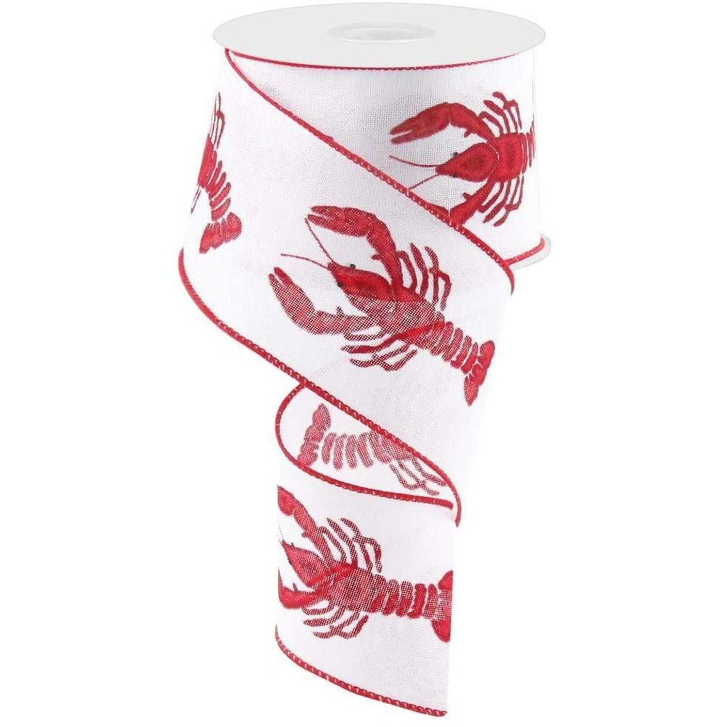 2.5" Crawfish On Royal Ribbon: White (10 Yards)