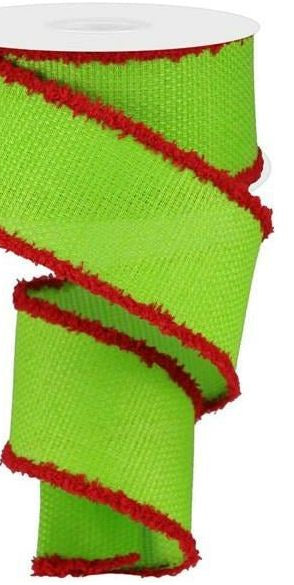 2.5" Cross Royal Burlap Drift Edge Ribbon: Lime Green (10 Yards) - Michelle's aDOORable Creations - Wired Edge Ribbon