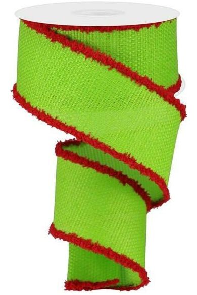 2.5" Cross Royal Burlap Drift Edge Ribbon: Lime Green (10 Yards) - Michelle's aDOORable Creations - Wired Edge Ribbon