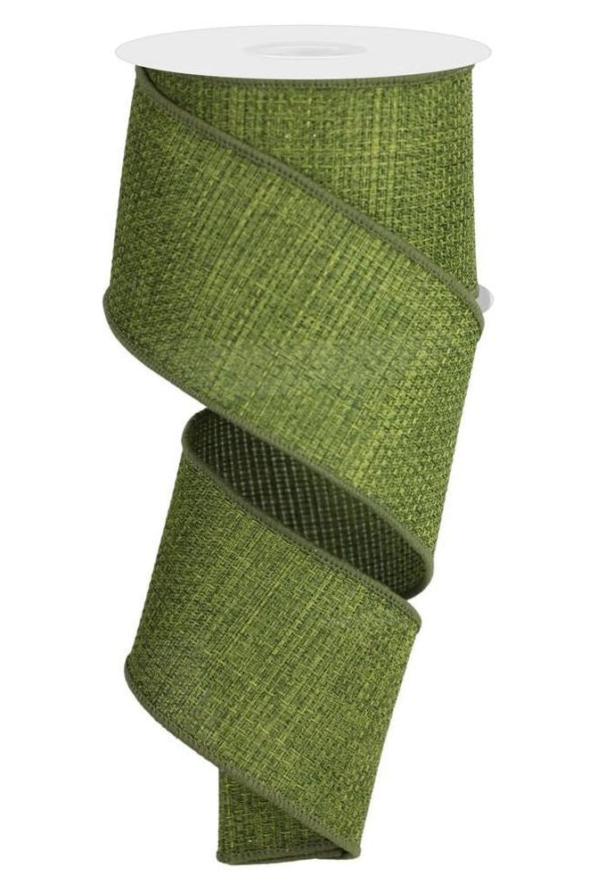 2.5" Cross Royal Burlap Ribbon: Moss Green (10 Yards) - Michelle's aDOORable Creations - Wired Edge Ribbon