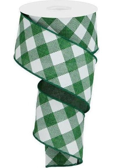 Shop For 2.5" Diagonal Check On Royal Ribbon: Emerald Green (10 Yards) RGA126506