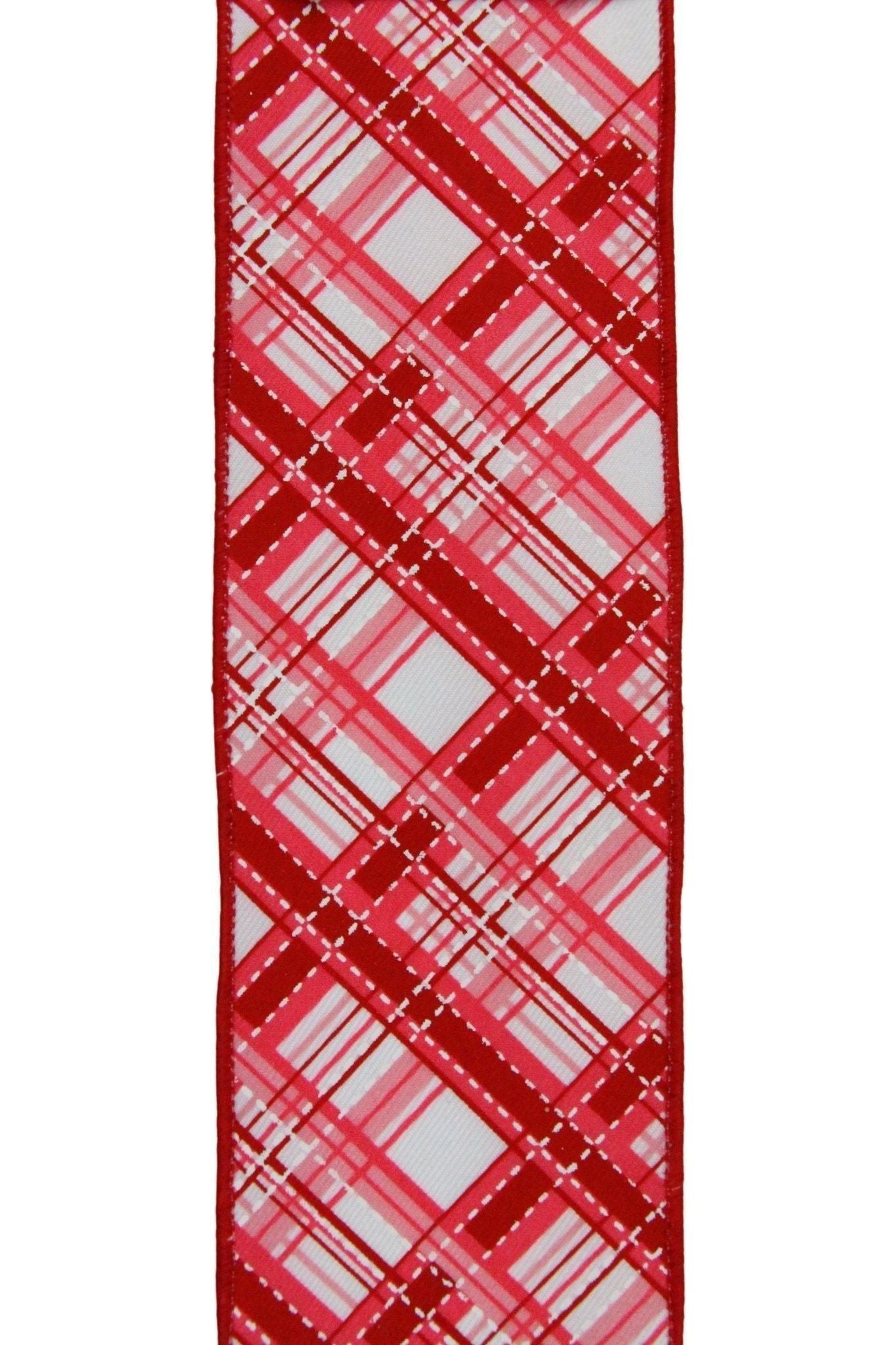 Shop For 2.5" Diagonal Dash Plaid: Pink/Red (10 Yard) at Michelle's aDOORable Creations